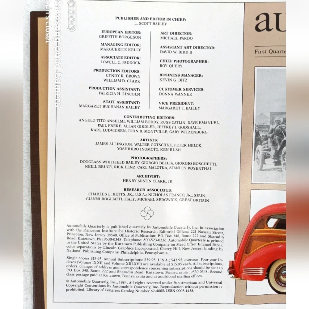 Automobile Quarterly Vol 22 Number 1,3 & 4 Hardcover Car book 1984
